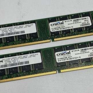 2GB Kit (2 x 1GB) Micron MT16VDDT12864AY-40BF2 Crucial CT12864Z40B.16TD2 PC3200U 400MHz DDR1 Non-ECC Computer Memory RAM Modules