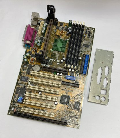 Asus P3V 4X REV. 1.02 Slot 1 Motherboard / System Board - 6 x PCI, 1 x ISA, 1 x AGP Slots with Backplate